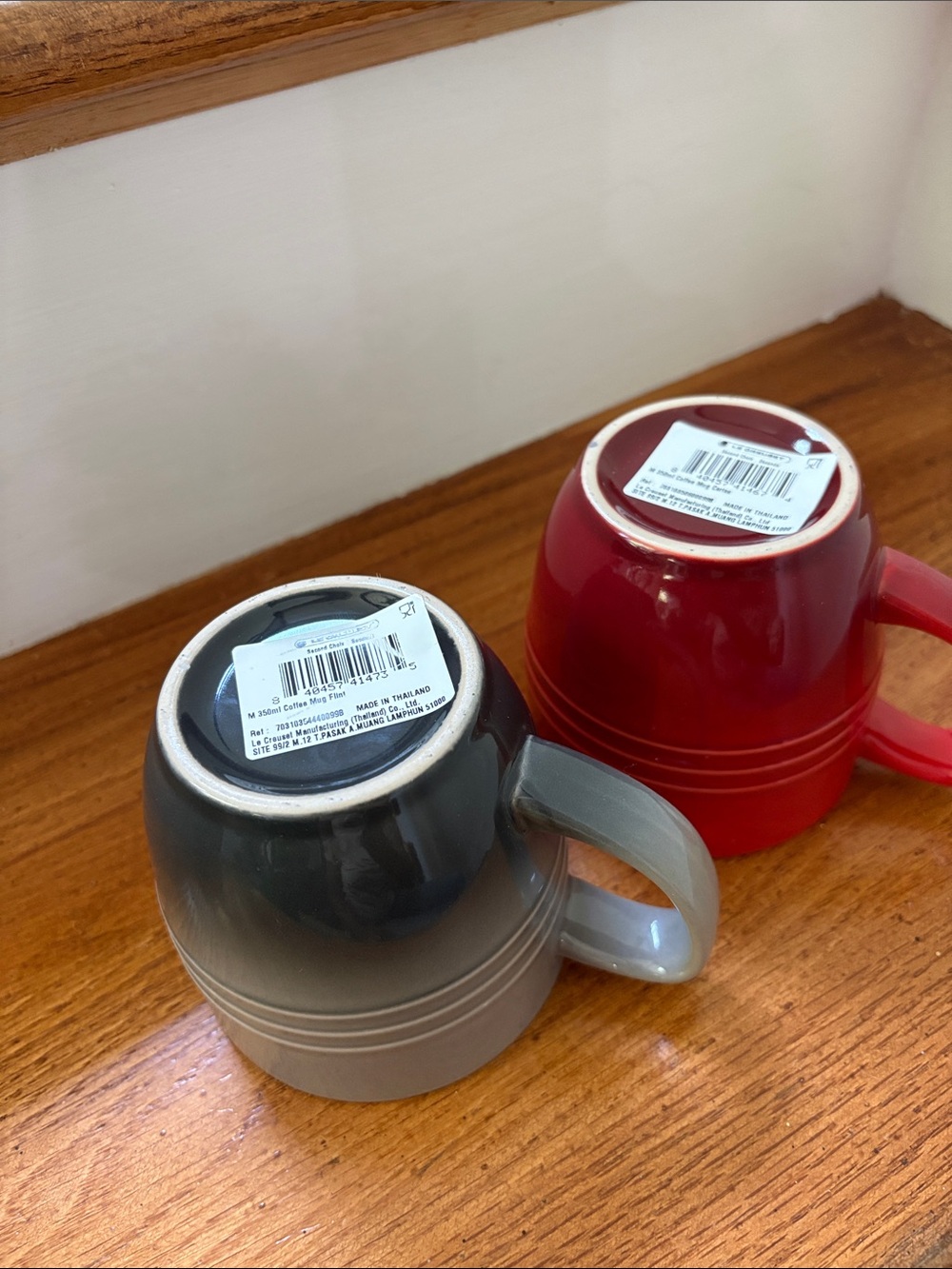 Le Creuset 350ml Coffee Mugs Flint & Cerise - Set of 2 - Picture 6 of 8